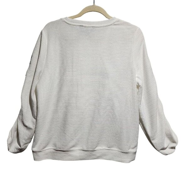 Simply Vera Vera Wang Womens White Ruched Sleeve Top Sweater Crewneck Size Large - Picture 7 of 9